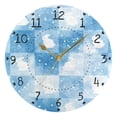 thumbnail image 5 of Blue Plaids Rabbits Easter Round Wall Clock Silent Analog Battery Operated Black Pointer Home Decor 9.84" Diameter, 5 of 11
