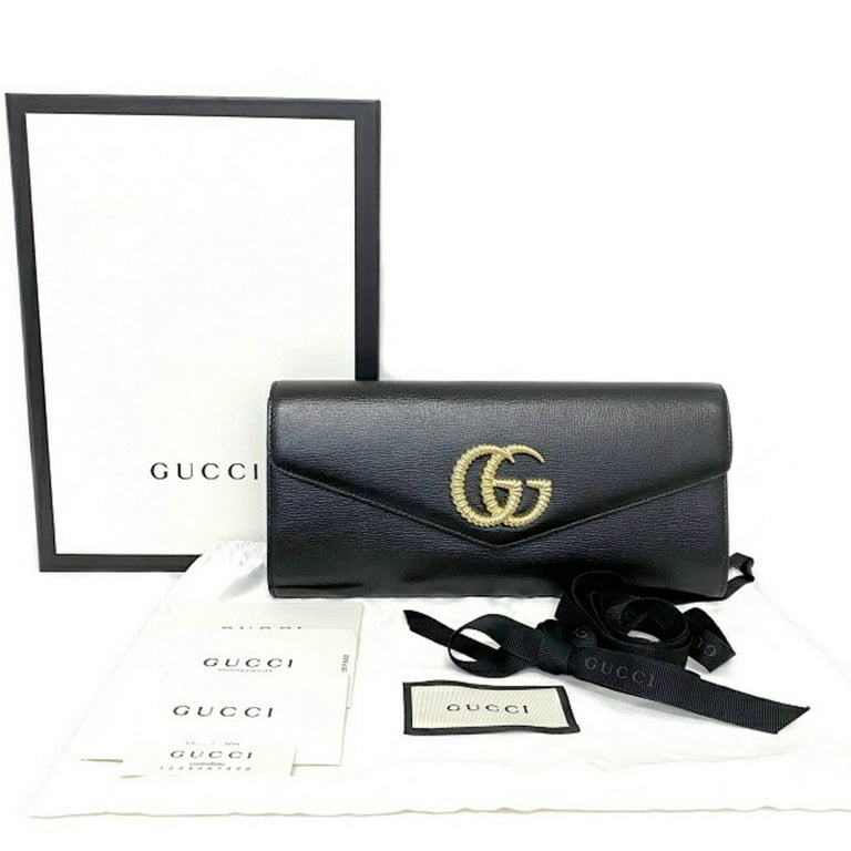 Authenticated Used Gucci Clutch Bag Black Gold Broadway 594101-Bag