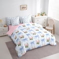 thumbnail image 3 of Homewish Cartoon Bow-tie Child Twin Bedding Sets 7-Piece, Pink Rose Flower Bedding Comforter Set, Blue Stripes Lines Reversible Sheet Sets, Lightweight Room Decor, 3 of 7