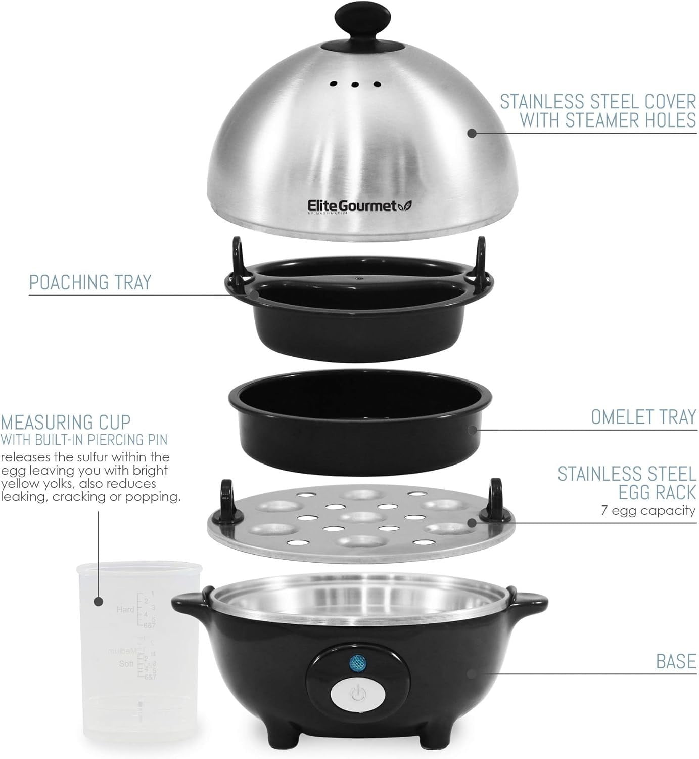 Elegant Egg Cooker with Recipe Book: Perfectly Cooked Eggs and Poached Delights