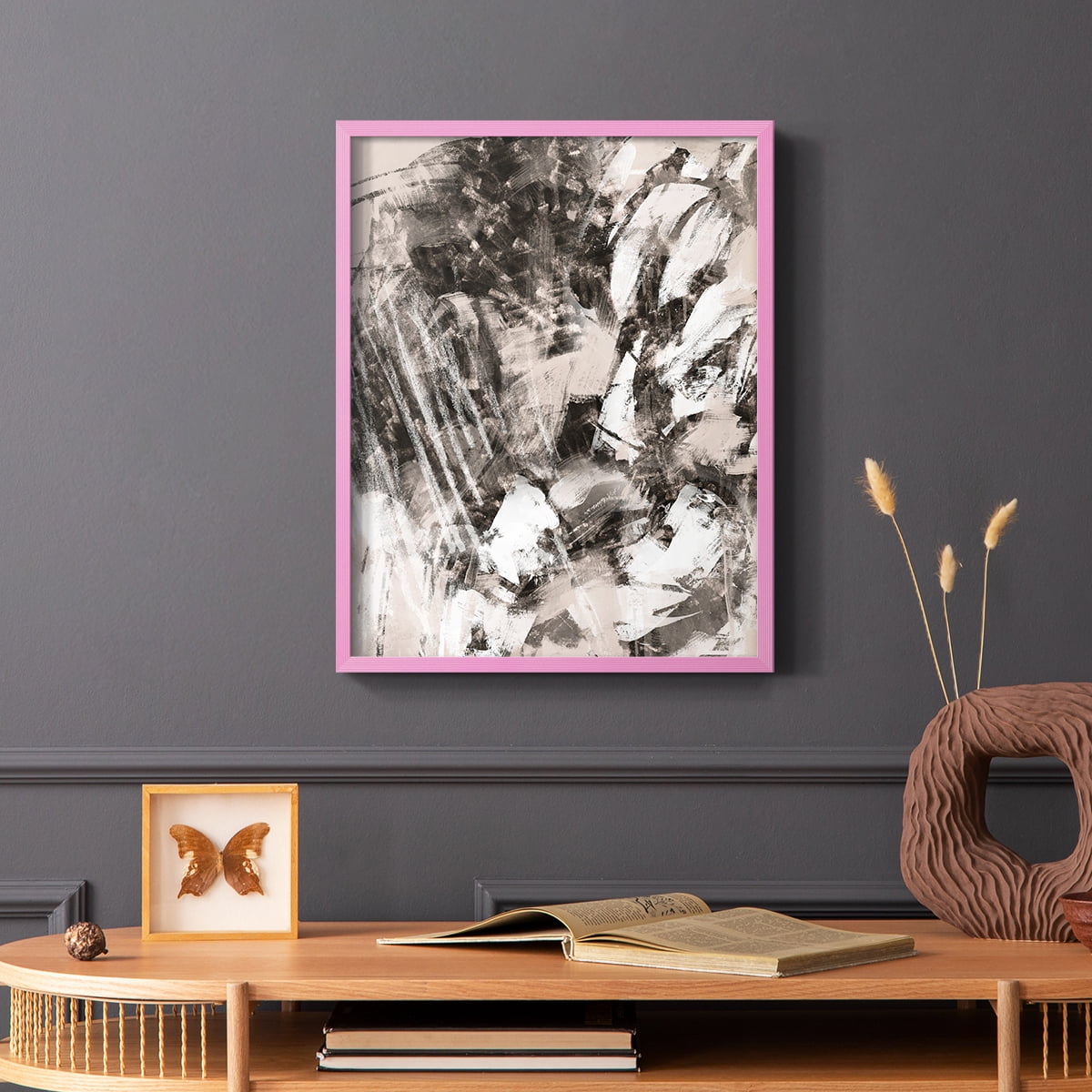 Blush Blackboard I Framed Print in Pink Solid Wood Framed Print No Nail Hanging