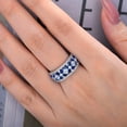 thumbnail image 7 of SHELOVES White CZ and Blue Created Sapphire Wide Wedding Bands for Women Elegant White Gold Baguette Rings Size 8, 7 of 7