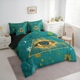 thumbnail image 3 of Manfei Bohemian Hamsa Eye Twin Bedding Sets, Boho Sun and Moon Bedding Comforter Set, Cosmos Astrology Celestial Sheet Sets, Green Super Cozy Room Decor Reversible 7 Pieces, 3 of 8