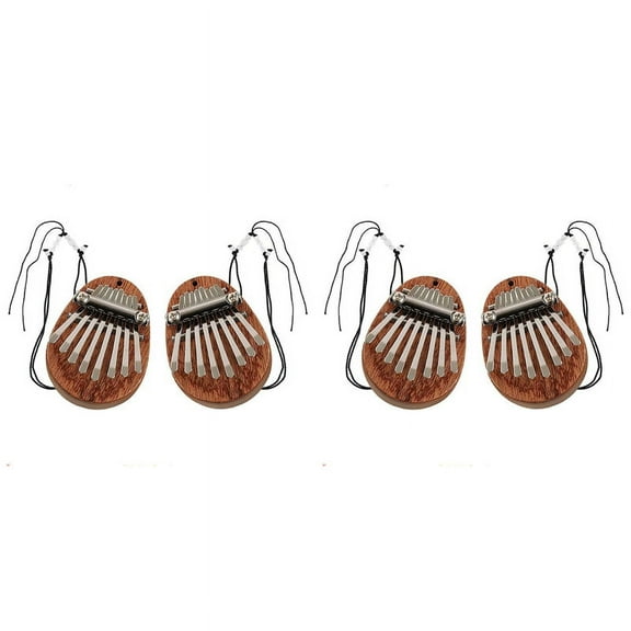 4Pcs Kalimba Thumb Piano 8 Key Mini Thumb Piano Finger Piano Mini Kalimba Thumb Piano for Kid Adult Instrument Accessory,4 * mini kalimba thumb piano(With lanyard),Wood color