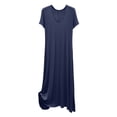thumbnail image 4 of Endives Nightgown for Women Full Length Soft Breathable Crew Neck Sleepshirt for Women Sleep Dress Nightshirt Ladies Summer Pajama Dress Long Dress Causal Nightwear Dark Blue M, 4 of 4