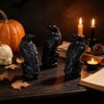 thumbnail image 4 of Halloween Crow Figurine Set, 3Pcs Resin Black Raven Skeleton Bird Statues with Red Eyes for Gothic Tabletop Decor, Spooky Party Props for Home Garden Yard Haunted House and Holiday Display, 4 of 5