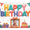 thumbnail image 4 of Colorful Theme Happy Birthday Banner Balloon Decoration Party Backdrop for Kids Party Indoor Decoration Photo Shoot, 4 of 8