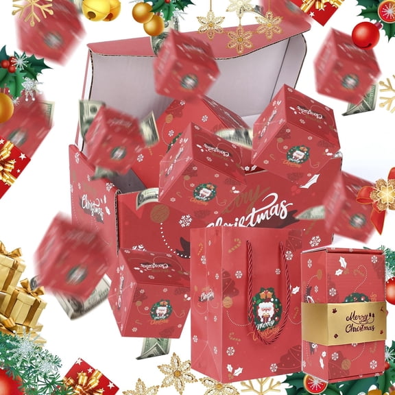 Surprise Gift Box Explosion,Pop-Up Explosion Gift Box,Merry Christmas Folding Bouncing Gift Boxes,Unique Folding Bouncing Red Envelope Gift Box, Christmas Birthday Surprise Blast Gift Boxes, 10 Box