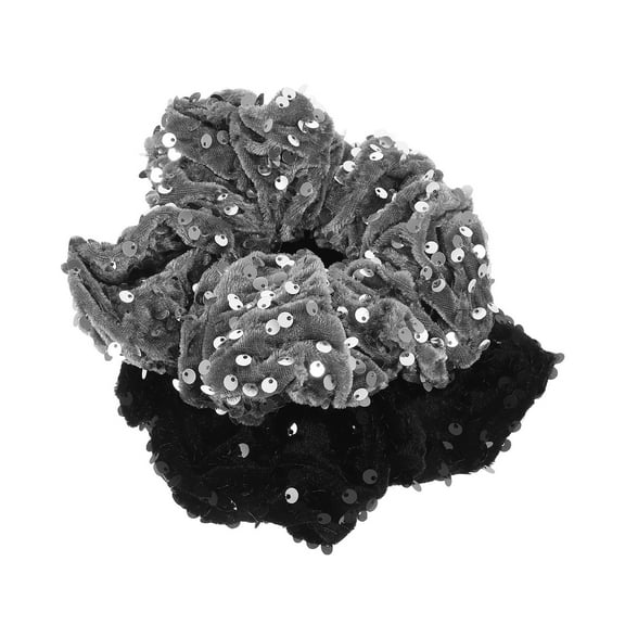 LOLIPPYY 2pcs Decorative Hair Scrunchies Elastic Hair Bands Velvet Black Different Hairstyles