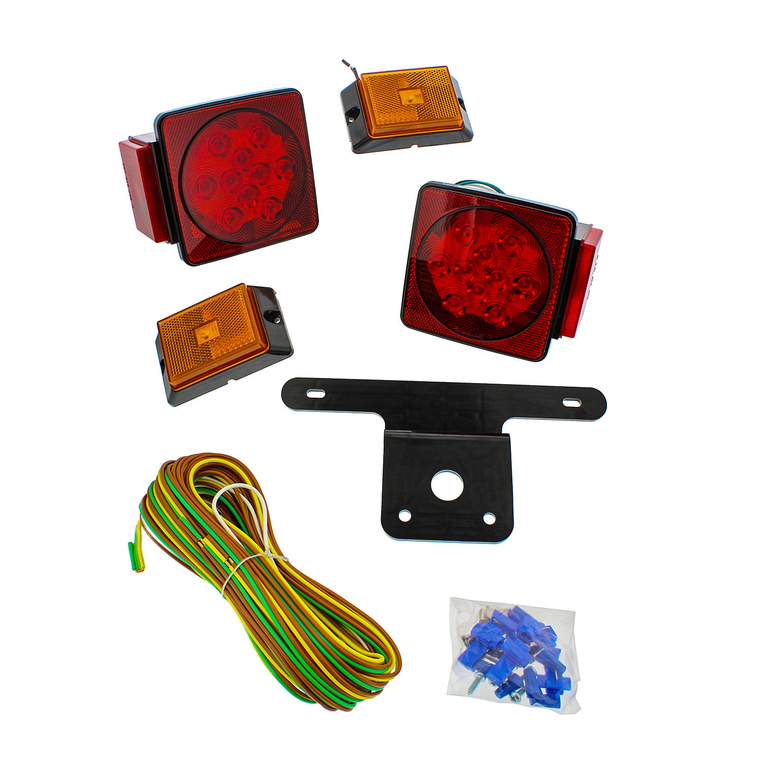 ABN Rear Trailer Lights LED Kit 5 Piece LED Brake Lights and Rear Trailer Marker Lights 4-Way Trailer Light Wiring Kit 