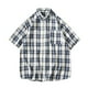 thumbnail image 1 of Mens Manga Corta Botón Abajo Camisas Cuadrado Gira-Abajo Cuello Casual Blusa, Camisas de Hombre Casual, 1 of 2