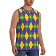 thumbnail image 2 of Bixox Men's Mardi Gras Printed Shirt Sleeveless Fitness Tank Top-X-Large, 2 of 7