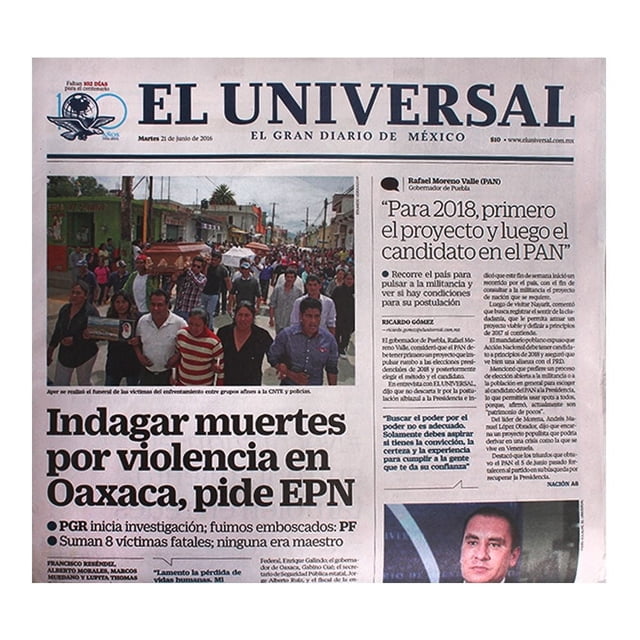 Periódico El Universal martes pza