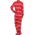 thumbnail image 2 of SofiePJ, Women's, Fun Printed Long Sleeve Fleece Onesie Footed Pajama, Red White, M, 2 of 3