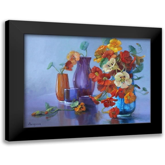 Rogozina, Svetlana 14x12 Black Modern Framed Museum Art Print Titled - Still Life with blue Background