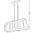 thumbnail image 4 of "Quickway Imports Brown Wooden Rectangle 5-Bulb Ceiling Hanging Light Fixture with Black Chain - Modern Style Lighting for Dining Room, Kitchen, Living Room or Bar - Farmhouse Industrial Chandelier", 4 of 8