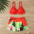 thumbnail image 3 of ZQUUVOU Women's 2 Piece Bikini Set Solid Color Skirt Swimsuit (Red,XL), 3 of 7