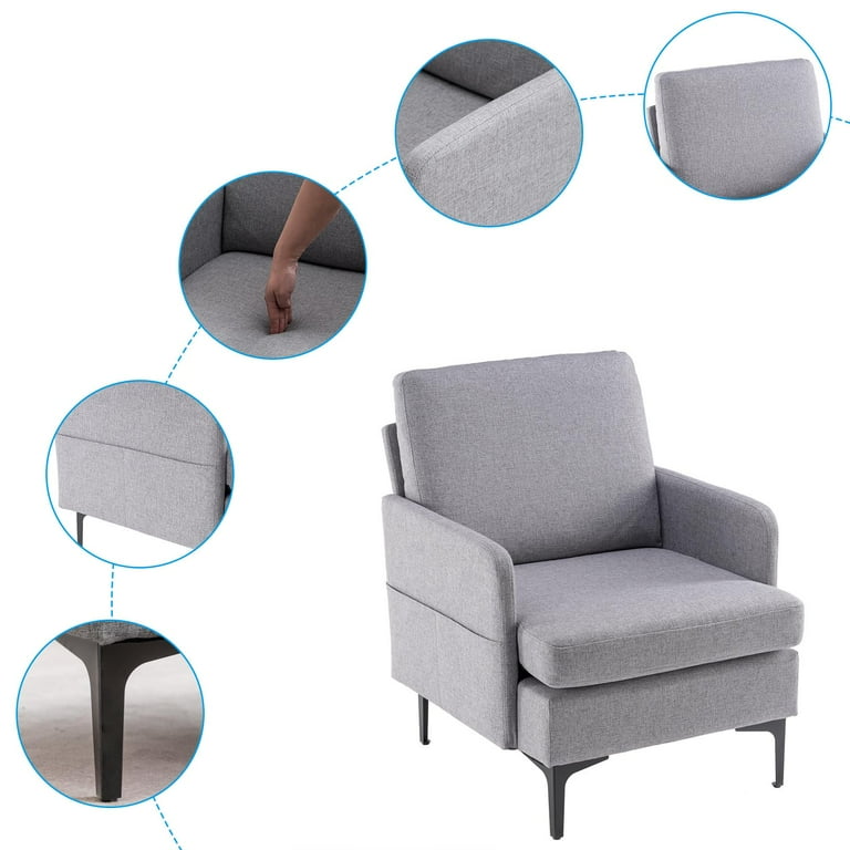 Ktaxon Linen Fabric Arm Chair, Modern Club Chairs with Side