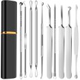 thumbnail image 1 of Muyoka Kit de herramientas para quitar espinillas, herramienta para eliminar puntos negros de acero inoxidable, extractor de comedones para frente, nariz, herramienta ligera para acné con estuche de m Muyoka Hogar, 1 of 7