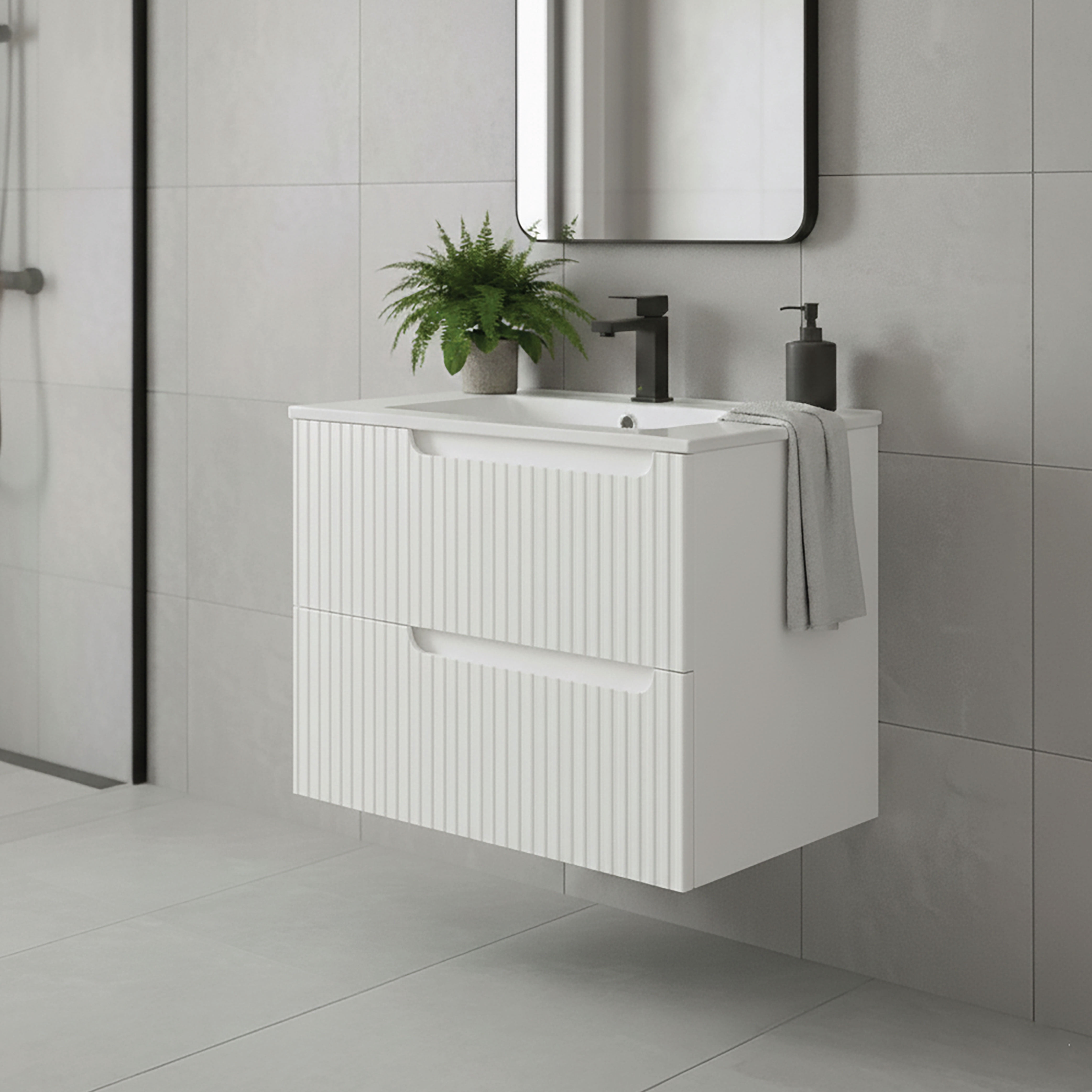 Citiscape Modern Bathroom Vanity with Textured Drawer Fronts 30" Wide - White - Sink Included