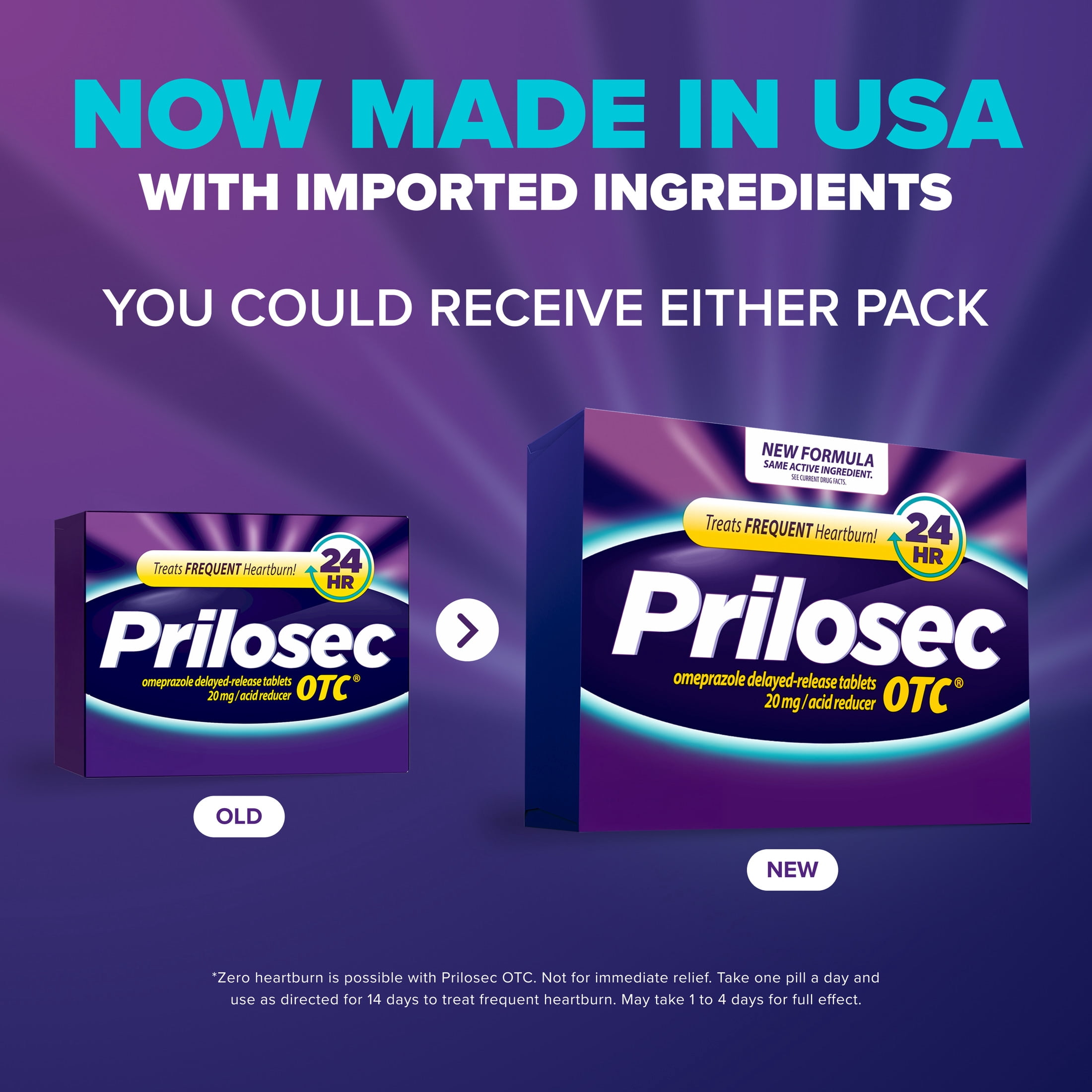 Prilosec OTC Heartburn Relief, Omeprazole, Acid Reducer Tablets, 14 Ct