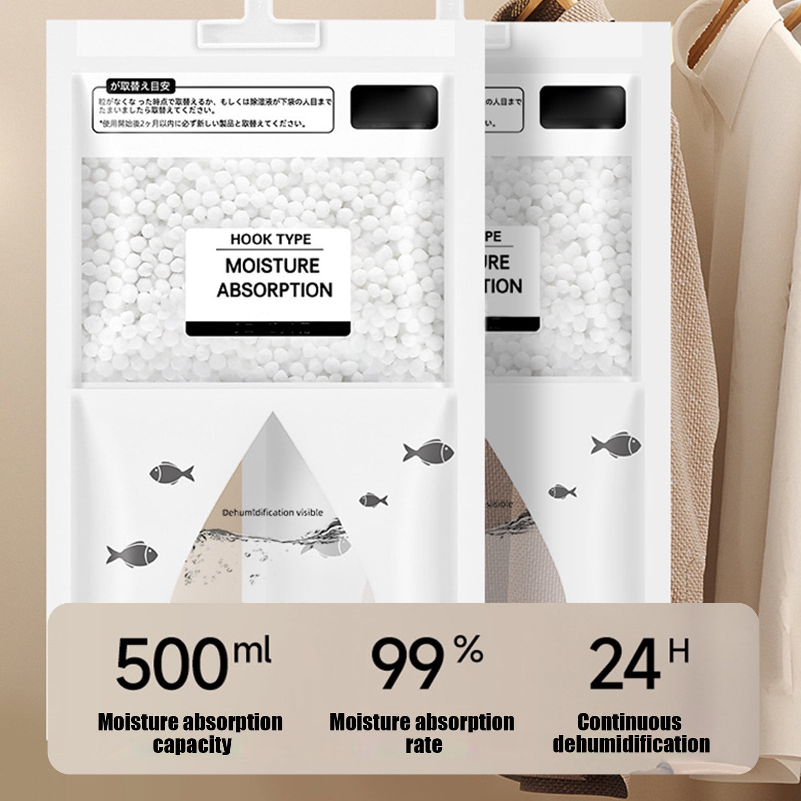 Moisture Absorbers,Hanging Closet Dehumidifier Bags, Humidity Packs,Desiccant, Closet Dehumidifiers,8 Pack,500ml