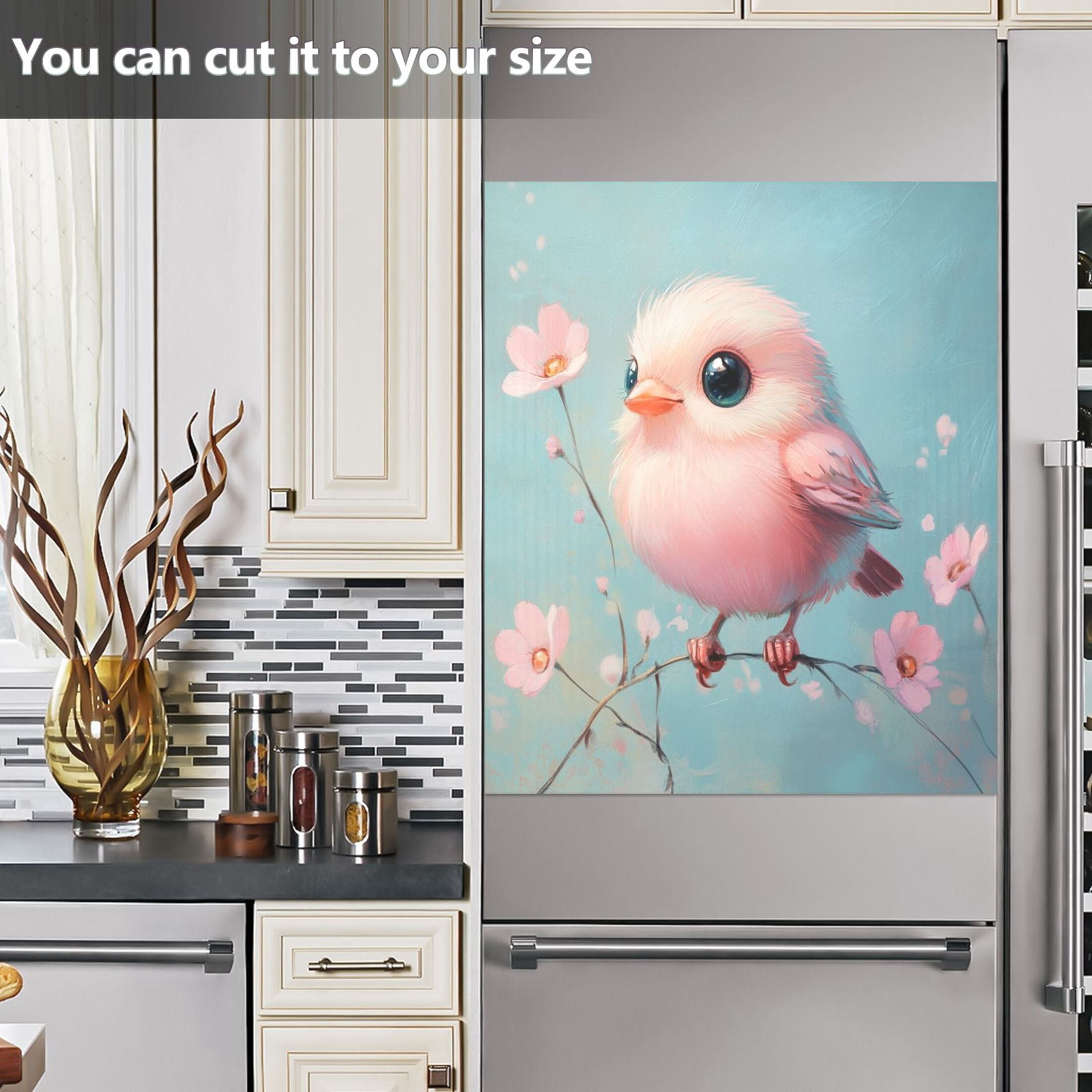 Dishwasher Magnetic Sticker 23x26 Inch Refrigerator Magnetic Sticker Washing Machine Magnetic Sticker Kitchen Panel Magnetic Sticker Home Decor Super Beautiful Pink Birds