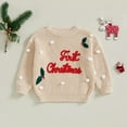 thumbnail image 4 of Miaouyo 0-18 Months Infant Baby Gilrs Boys Christmas Sweaters Long Sleeve Holly Leaf Letter Embroidery Knit Pullovers Jumper Tops, 4 of 9
