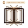 thumbnail image 5 of HLR Freestanding Pet Gate for Dogs, Foldable Wooden Dog Gate, Indoor Dog Gate for Stairs, Doorways, Step Over Pet Puppy Safety Fence with Support Feet, 32" Height 4 Panels, Dark Brown, 5 of 8