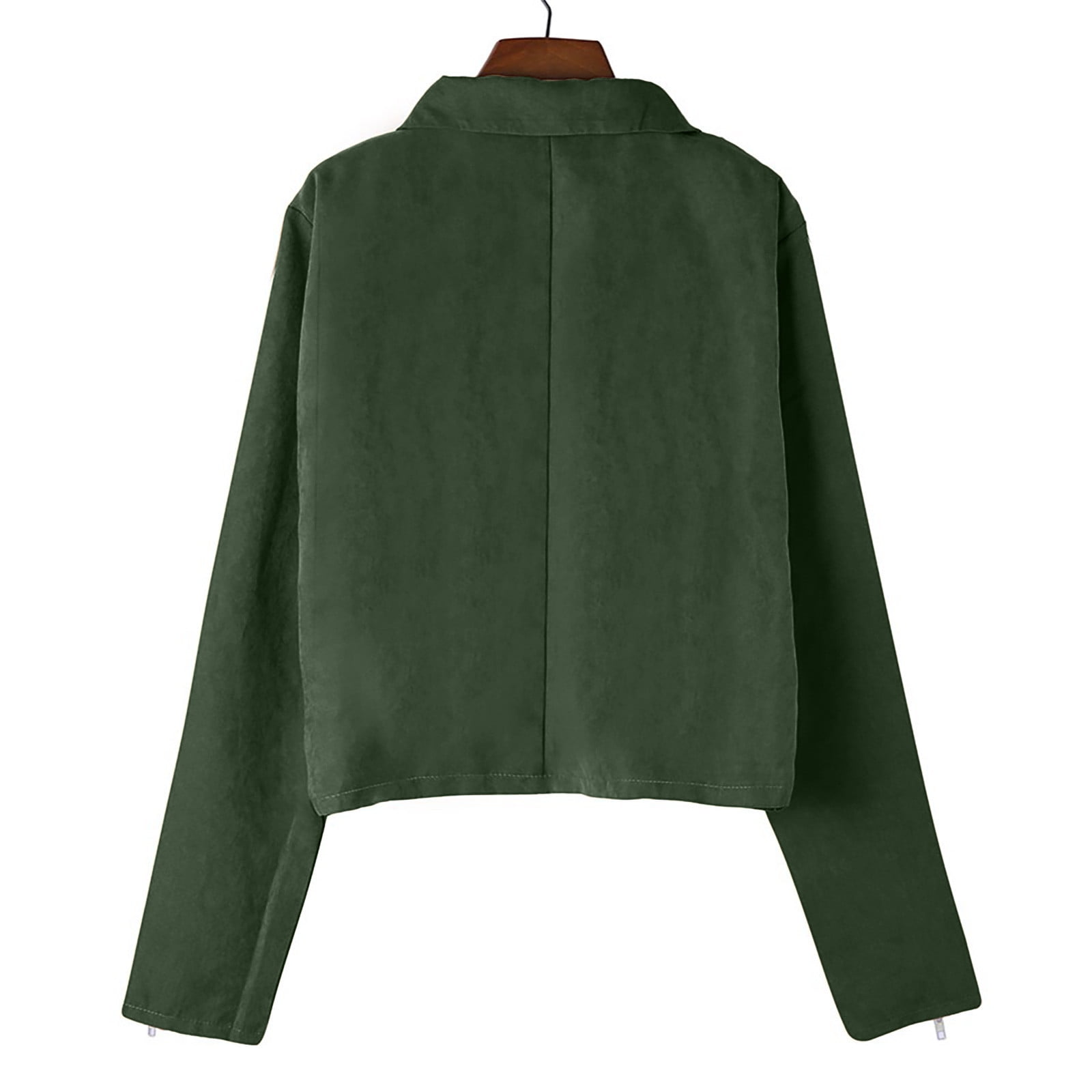 Fartey Clearance Womens Faux Leather Short Jacket Fashion Zip Up Moto Biker Slim Fit Jackets Dressy Casual Notch Lapel Solid Color Long Sleeve Coats