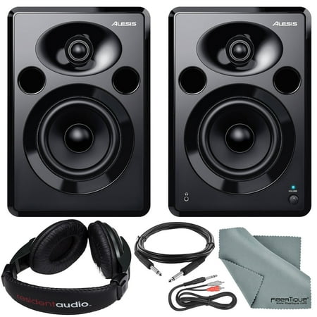 - Alesis Elevate 5 MKII 80W 5 Two-Way Active Desktop Studio Speakers and Accessory Bundle w/ Headphones + Cables + Fibertique Cloth