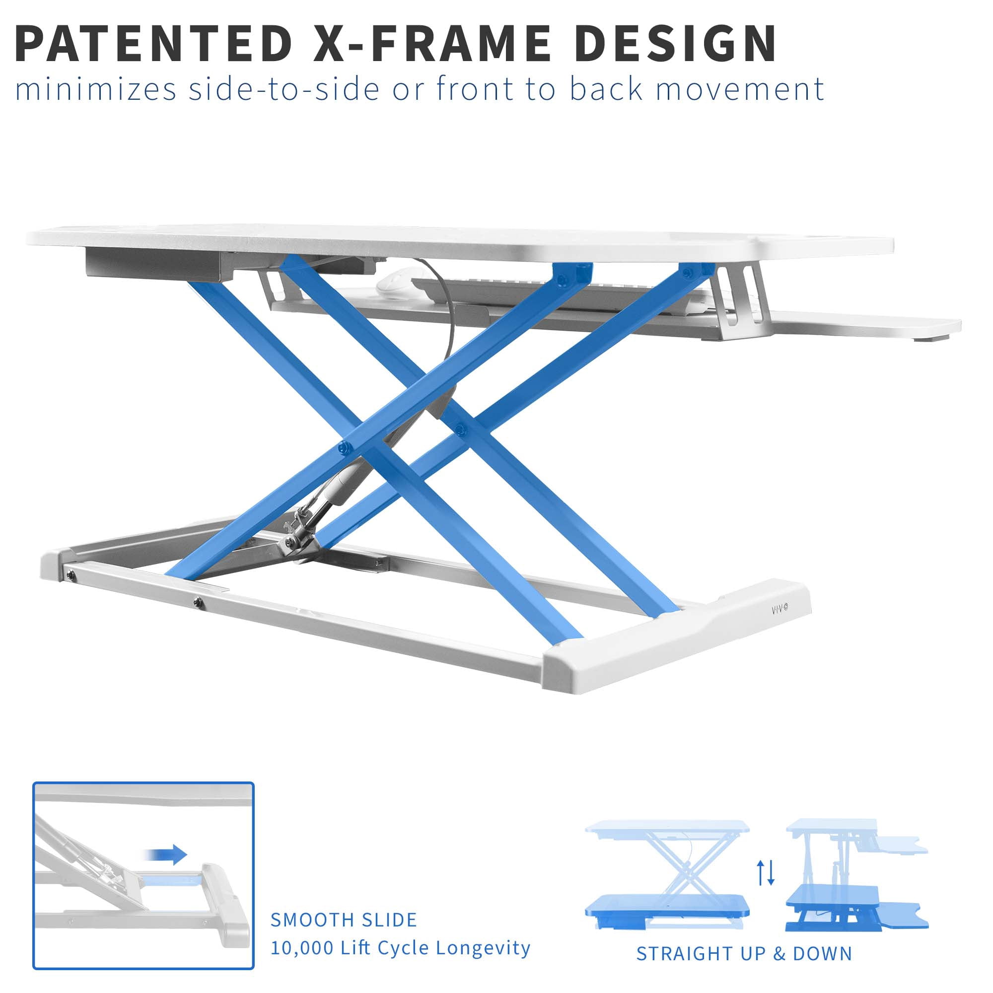 VIVO White Height Adjustable Corner Desktop Monitor Riser 38" Sit Stand Tabletop