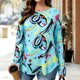 thumbnail image 1 of TaTaai Stretchy Lightweight Printed Women's Loose Fit Long Sleeve Round Neck Top Sophisticated for Commute Work Daily Casual Gift, 1 of 7