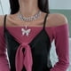 thumbnail image 4 of Collar con colgante de mariposa grande, cadena de diamantes de imitación para mujer y niña, gargantilla en capas de cristal dorado y plateado, accesorio, 4 of 5