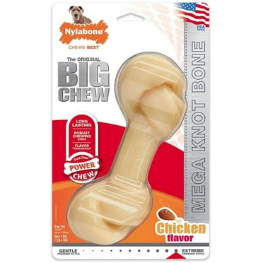 Nylabone Power Chew Knot Bone Big Dog Chew Toy Chicken Flavor [Dog, Toys Gumabone] 1 count