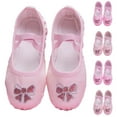thumbnail image 4 of Xfvqtps Ballet Shoes for Girls Soft Sole Non Slip Cross Elastic Straps Sequin Bow Satin Dance Shoes for Gymnastics Performance Pink, 4 of 4