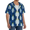 thumbnail image 4 of Easygdp Beautiful King Penguin Pattern Men's Casual Short-sleeved Shirt with Pocket and Button Suitable for Beach Vacation Leisure - Small, 4 of 7