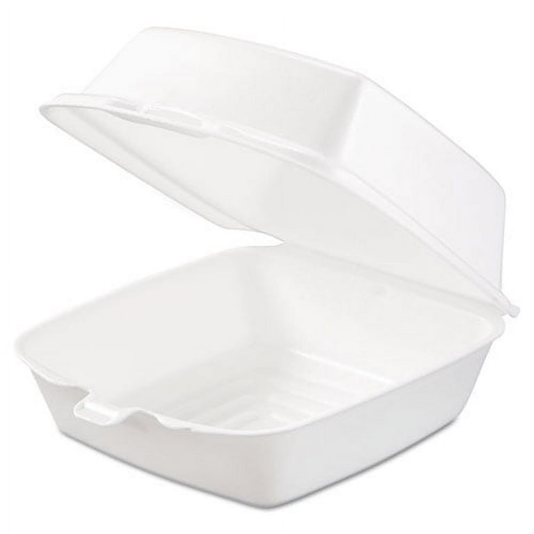 Foam Hinged Lid Containers, 6 x 5.78 x 3, White, 500/Carton Foam Hinged Lid Containers, 6 x 5.78 x 3, White, 500/Carton