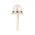 thumbnail image 3 of ANGARA Freshwater Cultured Pearl Floral Ring with Rubies in 14K Yellow Gold for Women | June Birthstone, Birthday, Anniversary, Jewelry Gift for Women | Pearl Ring, 3 of 8