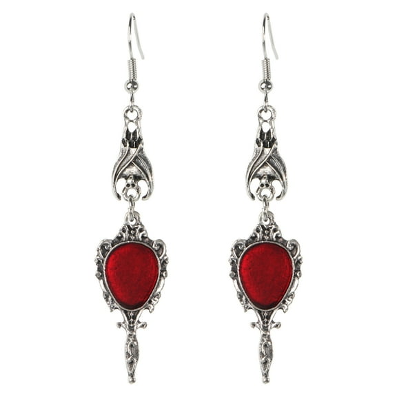 ROCKROK Unique Retro Red Romance Dangle Earrings Gothic Faux Crystals Bats Drop Jewelry