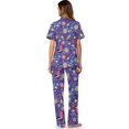 thumbnail image 3 of TSOVTHRID Rose Flower Leaves Print Pajama Set for Women Short Sleeve Soft Nightwear with Long Pants Women Loungewear Pjs Sets, 2XL, 3 of 7
