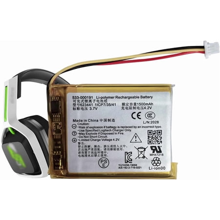 JJEAN-533-000191 Battery Replacement for Astro Gaming A20 A50 2019 533-000169 Wireless Bluetooth Headset Headphones Headphone 1500mAh