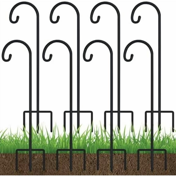 Adjustable 32 Inch Shepherd Hooks Rust Resistant Steel Shepard Hooks for Outdoor Hanging Lanterns, Bird Feeders, Solar Lights, Weddings Decor 8 Pack