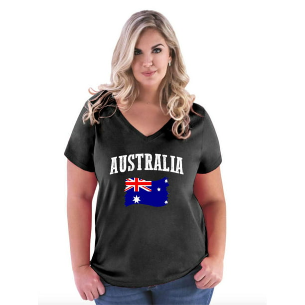 Womens and Womens Plus Size Australia Flag Curvy V-Neck T-Shirt, up to size  26/28 - Walmart.com