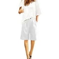 thumbnail image 5 of Baberdicy Clearance Sales under $15 Women's Summer Cotton Linen Shorts Loose Fit Elastic Waist Knee Length Cosy Shorts Casual Beach Shorts with Pockets White 3Xl, 5 of 7