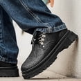 thumbnail image 5 of HomeDM Men's Platform Dress Shoes Round Toe Lace-Up Slip-On Low Chunky Heels Casual Work Loafers, Black Size 10, 5 of 9