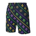 thumbnail image 5 of Kll Mardi Gras Strings Of Beads Men'S Casual Summer Beach Shorts Hawaiian Shorts With Pockets-Large, 5 of 9
