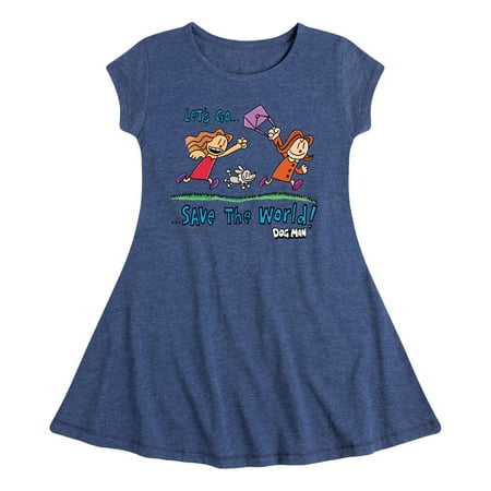 

Dog Man - Let s Go Save The World - Toddler And Youth Girls Fit And Flare Dress