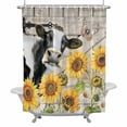 thumbnail image 2 of Cow Sunflower Shower Curtain for Bathroom Decor, Farmhouse Yellow Flower Leaf Butterfly Barn Door Waterproof Fabric Shower Curtain, 72"x78" Set with 12 Hooks, 2 of 9