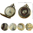 thumbnail image 5 of Reloj de bolsillo mecánico de cuerda manual para hombre, diseño hueco de grano de madera Steampunk Vintage con cadena y caja, 1 ud., 5 of 5
